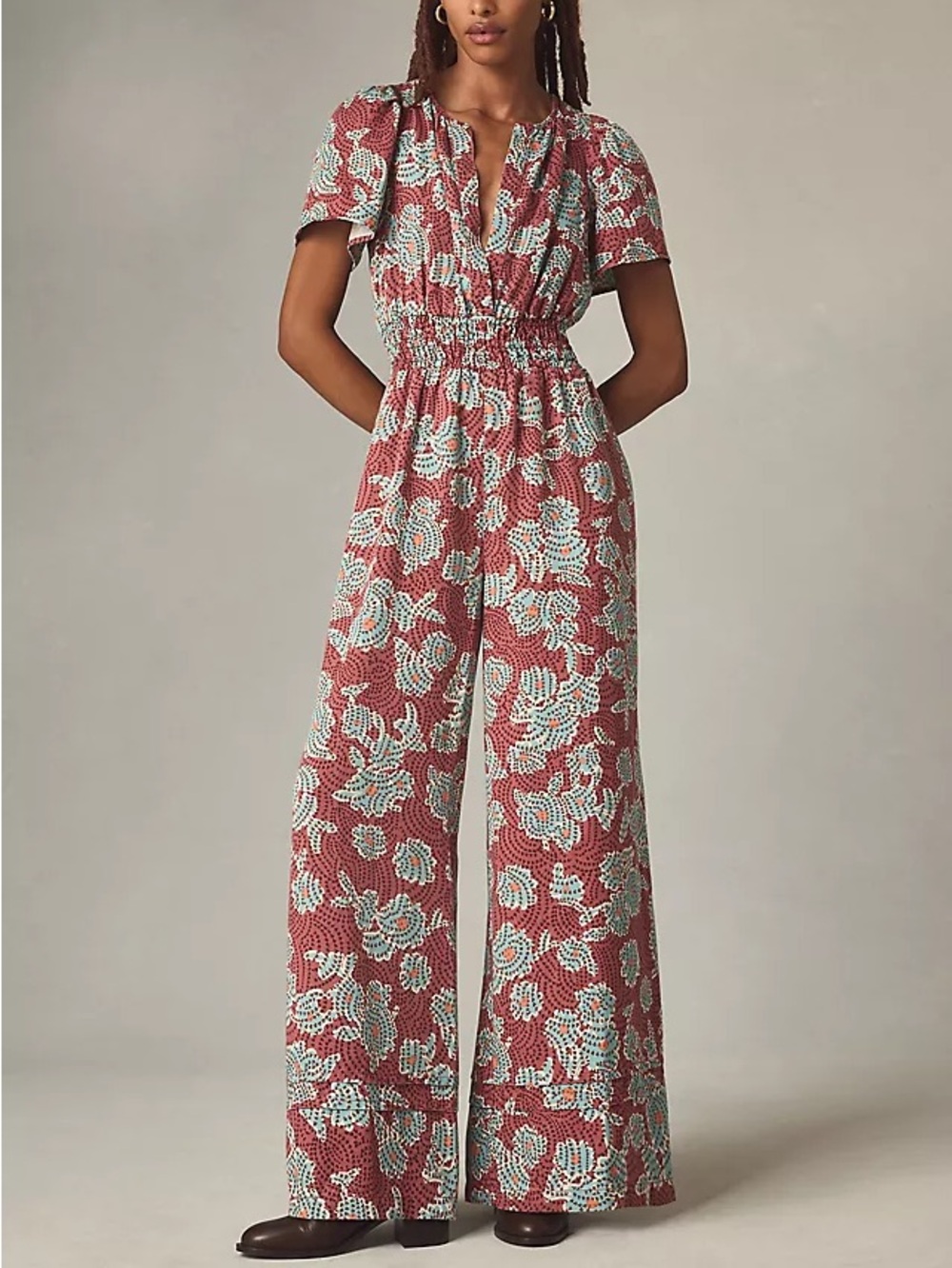 Anthropologie Somerset Wide-Leg Floral Jumpsuit